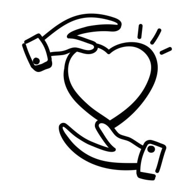 Kalp vektör illüstrasyon tasarımı olan eller