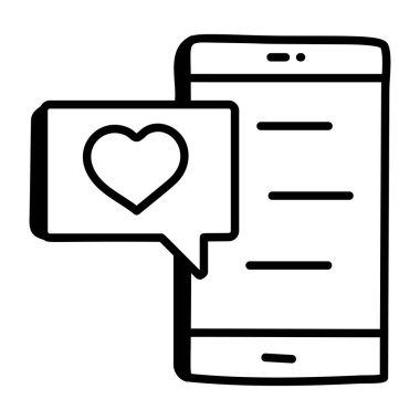 cep telefonu kalp ve aşk mesajı vektör illüstrasyon tasarımı