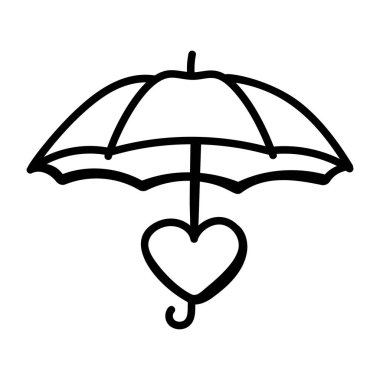 Kalp koruma vektörü illüstrasyon tasarımlı şemsiye