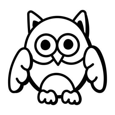 Baykuş. Web simgesi basit illüstrasyon