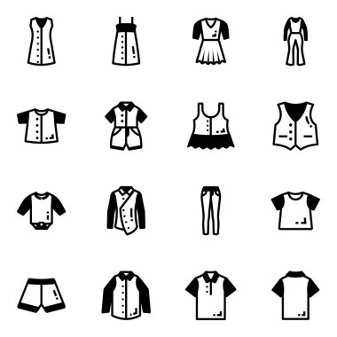 Giysi simgeler, vektör çizim set