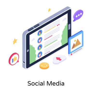 Sosyal ortam düz vektör simgesi