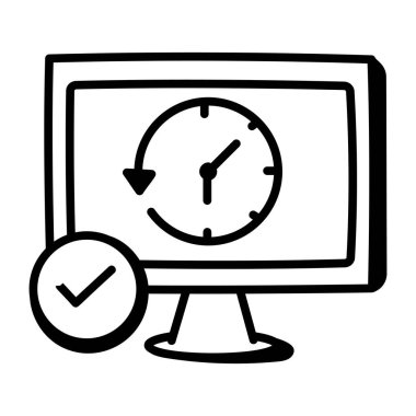 Saat simgesi. Bilgisayar vektör çizgisinin özet çizimi