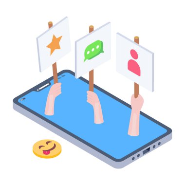 Akıllı telefon ve konuşma baloncukları ile sosyal medya kavramı. vektör illüstrasyonu