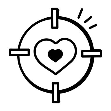 Hedef simge vektör illüstrasyon tasarımı olan kalp