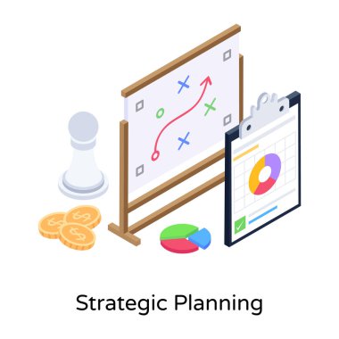 Planlamanın izometrik vektör çizimi 