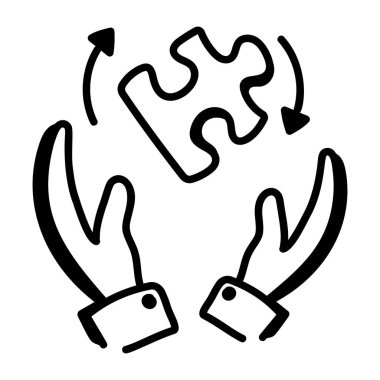 Bir bulmacayı tutan elin vektör çizimi