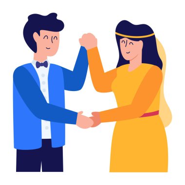 Genç bir çift iş adamı çizgi film vektör çizimi grafik tasarımı