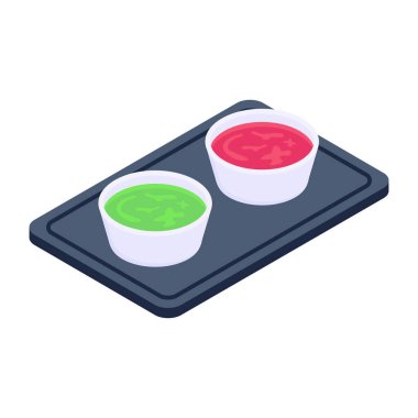 Suşi ikonu. Beyaz arkaplanda izole edilmiş web tasarımı için leziz çorba vektör simgelerinin izometriği