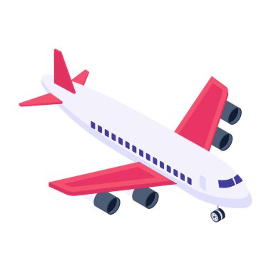 Uçak ikonu. düzlem vektör simgesinin izometriği