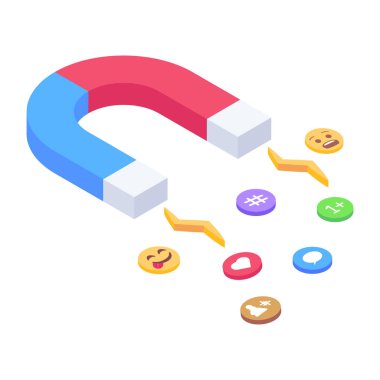 isometric vector illustration of magnet icon