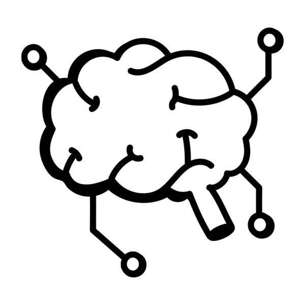 Icône Ligne Vectorielle Cérébrale — Image vectorielle