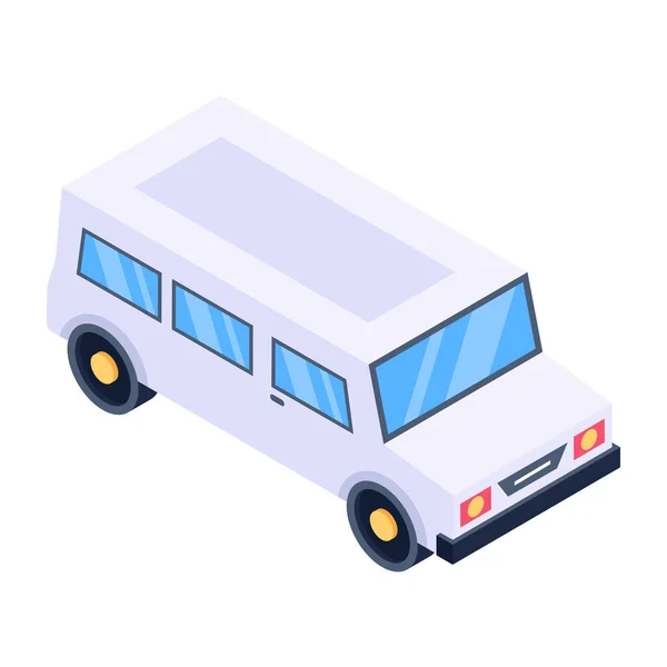 Isometric Bus Simple Style Vector Illustration — Stock Vector