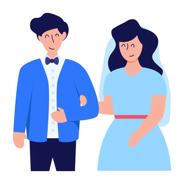 Wedding Couple Characters Vector Illustration Design — Vetor de Stock