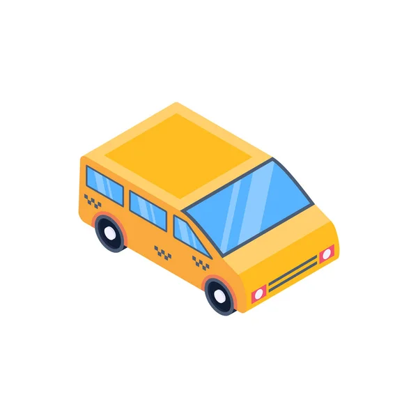 Вектор Значка Автобуса Изометрический Знак Автомобиля Такси Иллюстрация Изолированного Контура — стоковый вектор