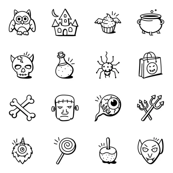 Halloween Iconen Set Vector Illustratie — Stockvector