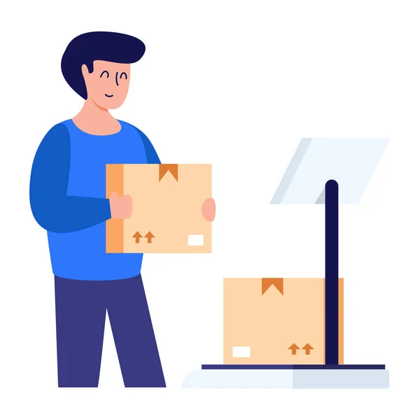 Hombre Con Cajas Caja Vector Ilustración Diseño — Vector de stock