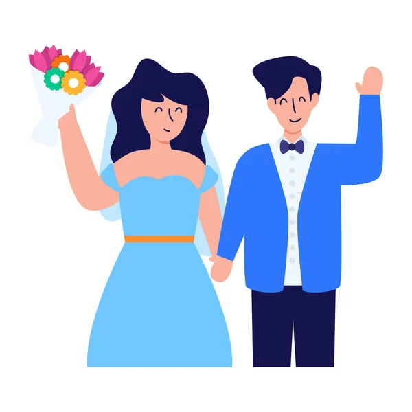 Noiva Noivo Com Flores Design Ilustração Vetorial — Vetor de Stock