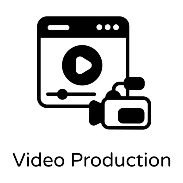 Cámara Vídeo Icono Plano — Vector de stock