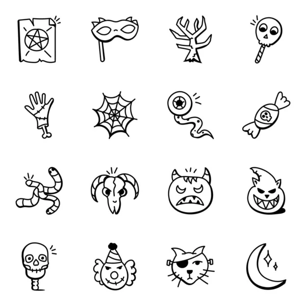 Halloween Iconen Ingesteld Simpele Stijl Vectorillustratie — Stockvector