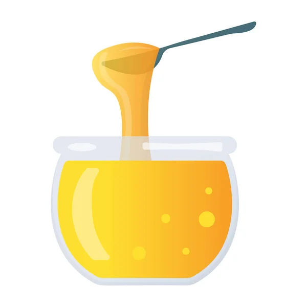 Vaso Miele Con Disegno Illustrazione Vettoriale Del Succo Giallo Arancione — Vettoriale Stock