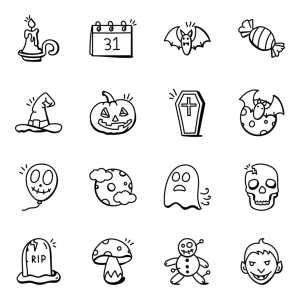 Halloween Iconen Set Vector Illustratie — Stockvector