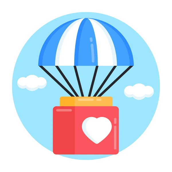 Vektor Illustration Einer Schachtel Mit Fallschirm — Stockvektor