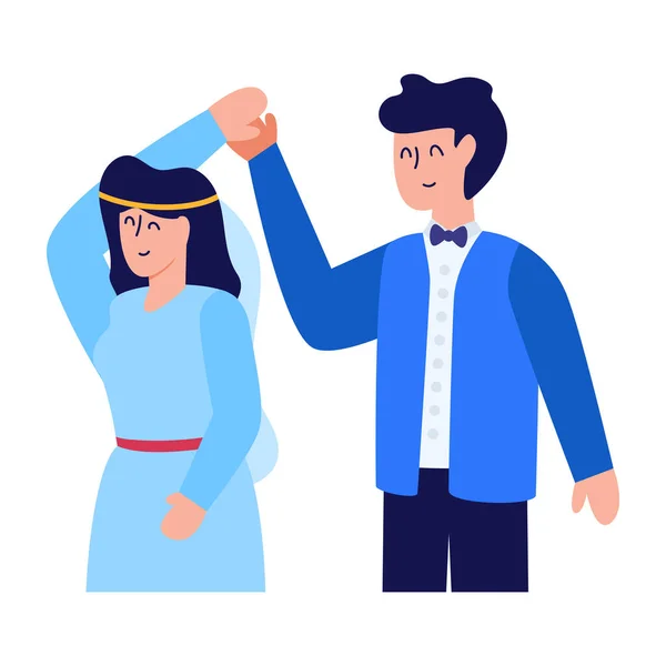 Dancing Young Couple Vector Illustration Design — Vetor de Stock