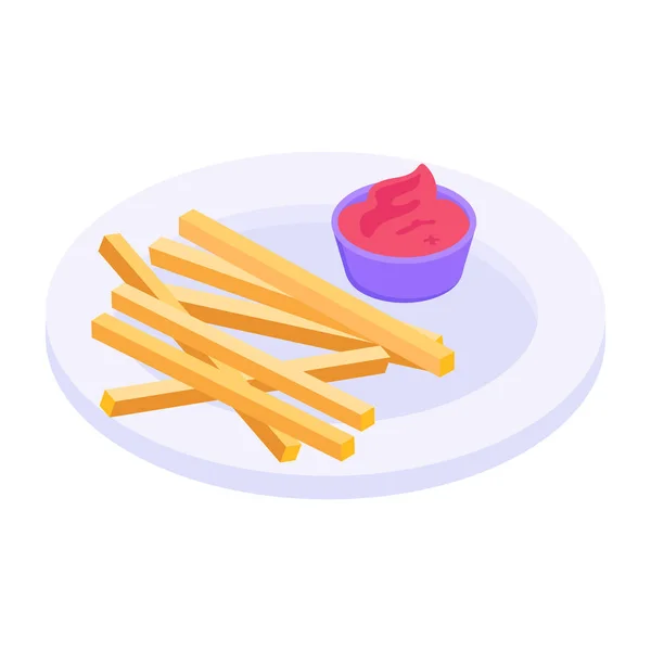 French Fries Ketchup Vector Illustration — Vetor de Stock