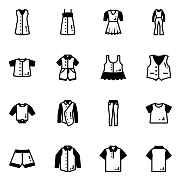 Set Kleding Pictogrammen Vector Illustratie — Stockvector