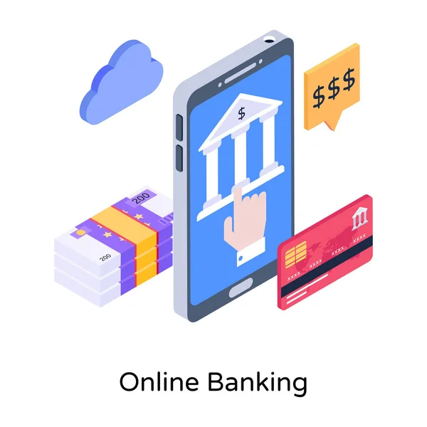 Mobile Banking Online Shopping Ecommerce Market Commerce Flat Design Vector — Stock Vector