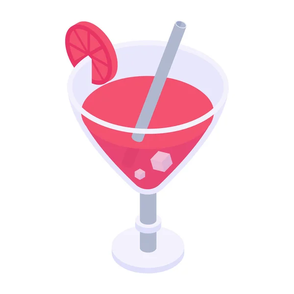 Cocktail Glas Met Ijs Stro Schaduw Vector Illustratie Ontwerp — Stockvector