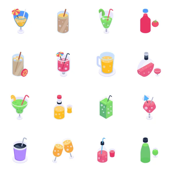 Cocktail Icoon Set Cartoon Stijl Van Drink Vector Pictogrammen Voor — Stockvector