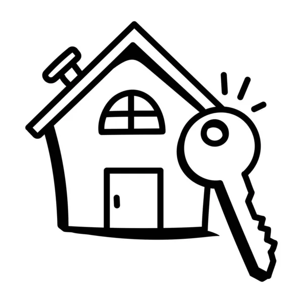 家の鍵のアイコン ウェブ用ホームベクトル記号ストック要素の概要図 — ストックベクタ
