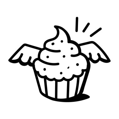 El çizimi kek, mum ve vektör illüstrasyonlu.