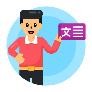 man holding translation sign , vector flat design