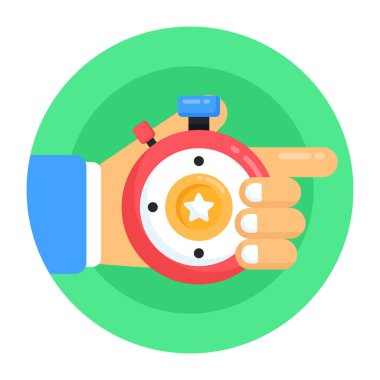 Stopwatch düz simgesi, vektör illüstrasyonu