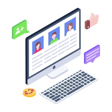 Online röportaj. vektör illüstrasyonu