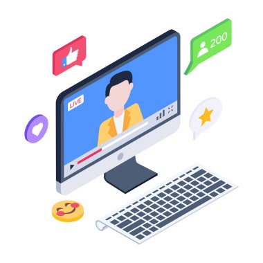 laptop and social media icons set isolated vector illustration. concept for blog, marketing, web, smartphone,