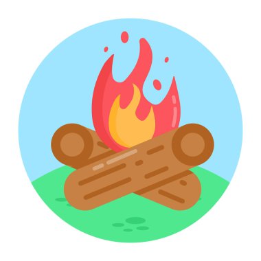 Kamp ateşi. Web simgesi basit tasarım