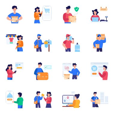 set of vector icons with various models