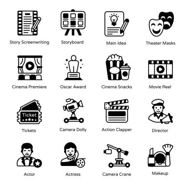 cinema icons set. simple style of movie vector icon for web design isolated on white background