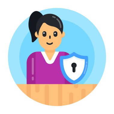 Kalkan vektör illüstrasyon tasarımı olan kadın