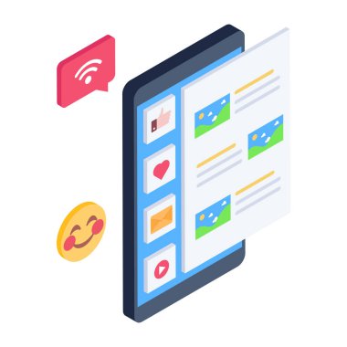 izometrik vektör resimli cep telefonu