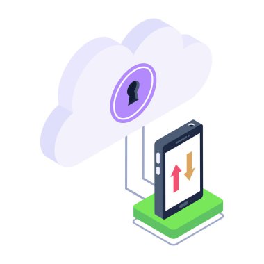 Simge tasarımlı bulut hesaplama teknolojisi kavramı, vektör illüstrasyonu 10 eps grafik.