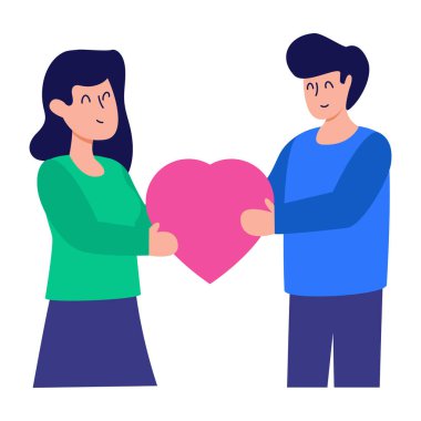 Kalp vektör illüstrasyon tasarımı olan çift