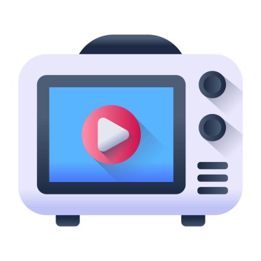 beyaz arkaplanda izole edilmiş web tasarımı için TV 'de oyun işareti