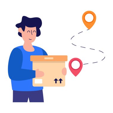 Kutu vektör illüstrasyon tasarımlı teslimatçı