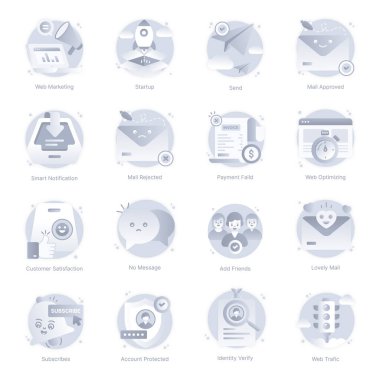 Web tasarımı için 4 düz simgenin simgesi