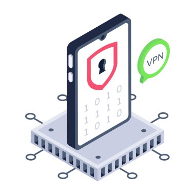 vpn, akıllı telefon, vektör illüstrasyonu